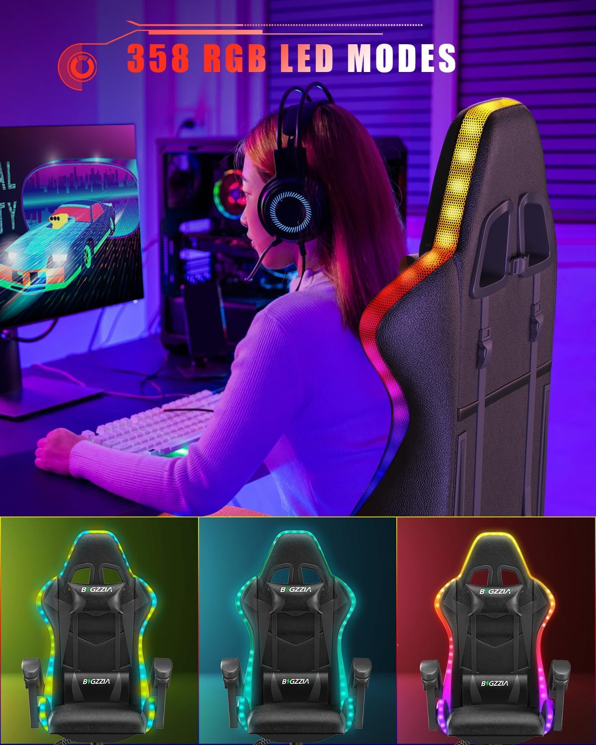Gaming Chair with RGB LED Ligh - Rgb Gaming Chair ulasan dan harga