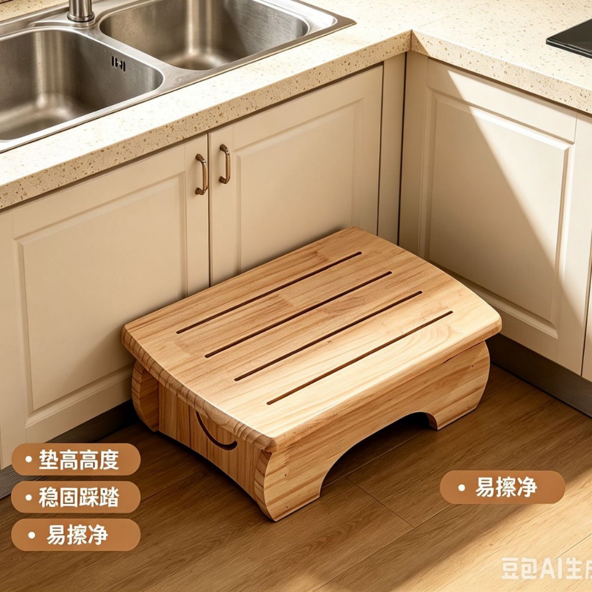 Wooden Stool Stable Footrest S - Footrest Under Desk ulasan dan harga