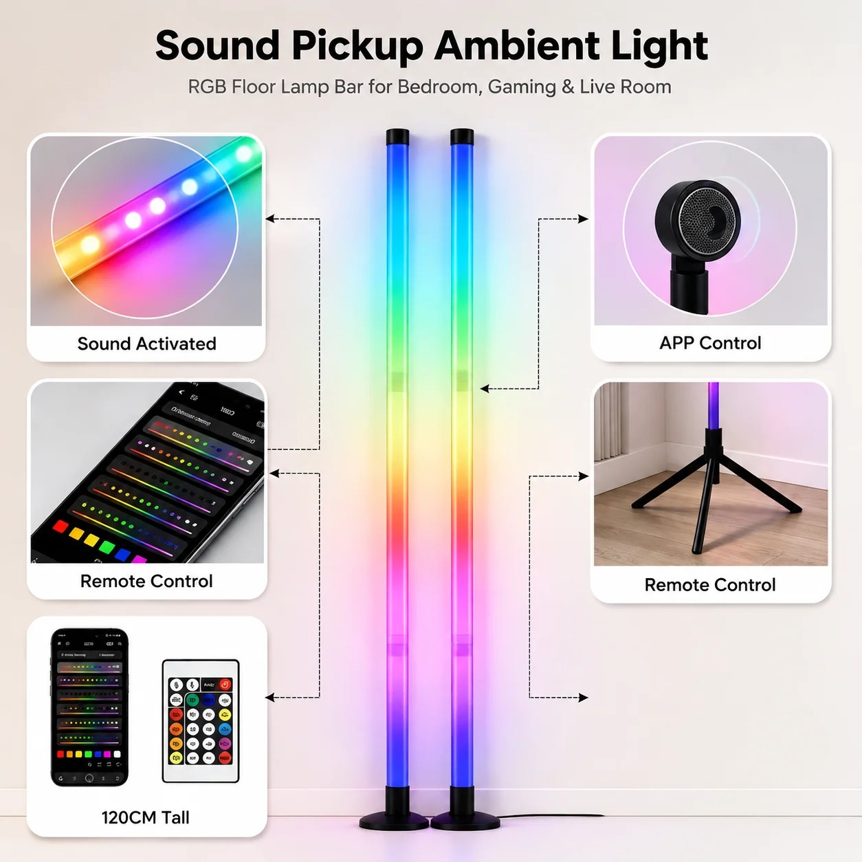 2PCS 120CM RGB Floor Lamp, Sou - Esports & Gaming Optics Gmbh ulasan dan harga
