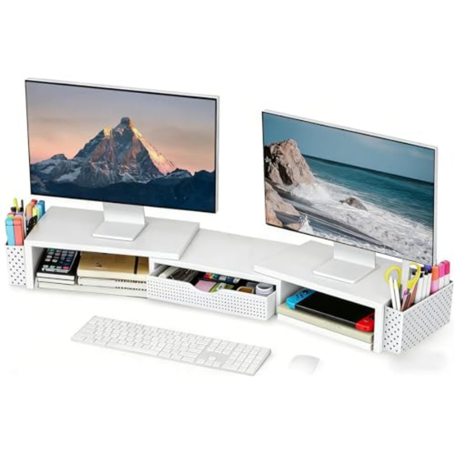 Metal Desk Organizers and Acce - Dual Monitor Stand ulasan dan harga