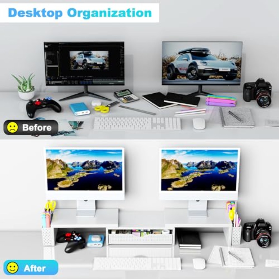 Metal Desk Organizers and Acce - Dual Monitor Stand ulasan dan harga