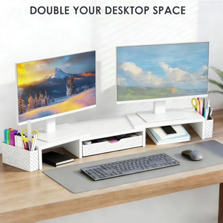 Metal Desk Organizers and Acce - Dual Monitor Stand ulasan dan harga