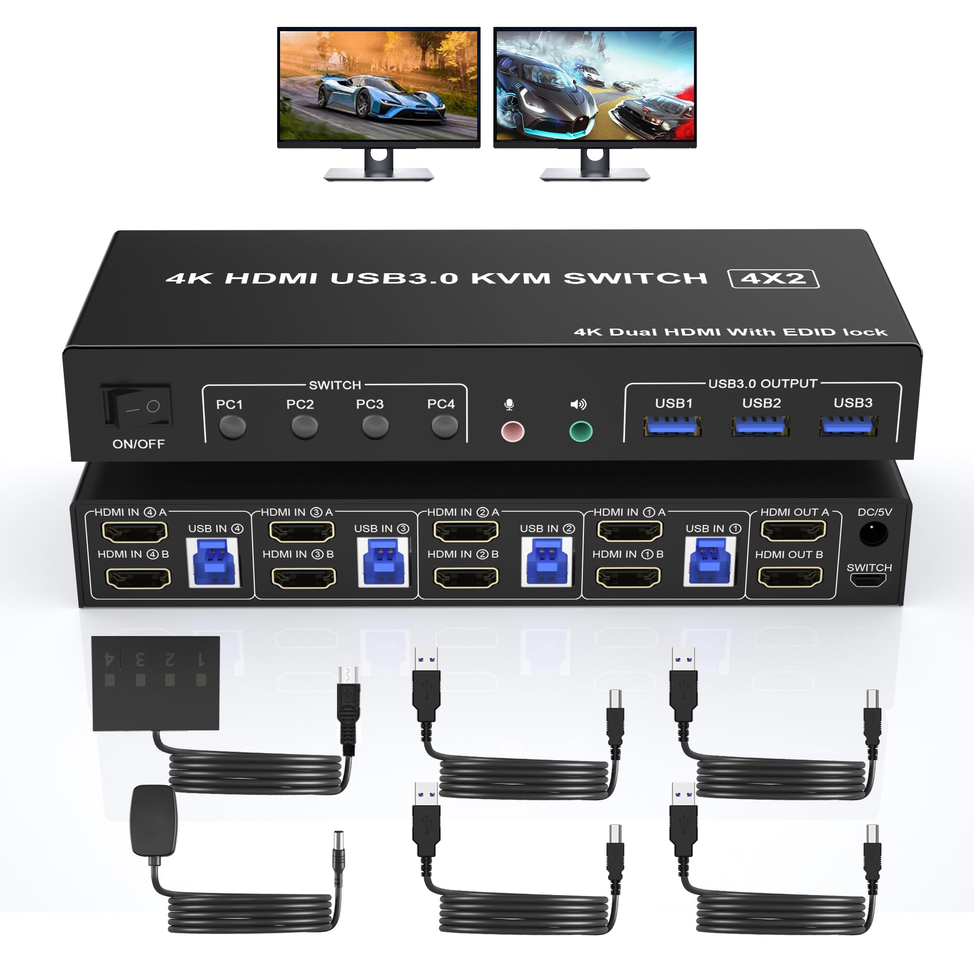 4K USB 3.0 KVM Switch HDMI Dua - Dual Monitor Stand ulasan dan harga